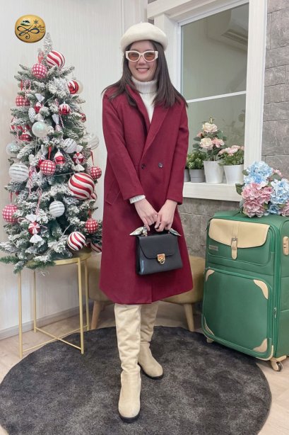 เช่าเสื้อกันหนาว รุ่น  Burgundy Double Breasted Coat	2209GCL1993FARE1