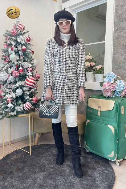 เช่าเสื้อโค้ทผู้หญิง  รุ่น  Princess Obsidian Single Breasted Coat 	2209GCL2002FABK1(copy)