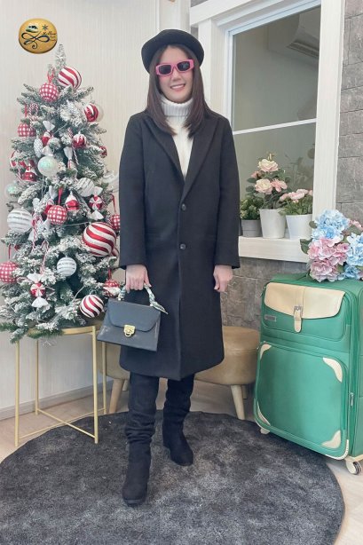 เช่าเสื้อโค้ทผู้หญิง รุ่น  Midnight Sky breasted Coat	2209GCL1996FABK1