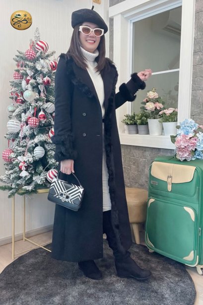 เช่าเสื้อโค้ทผู้หญิง  รุ่น  Princess Obsidian Single Breasted Coat 	2209GCL2002FABK1