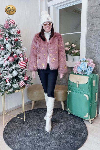 เช่าแจ็คเก็ตเฟอร์ รุ่น Fur Faux Rose Pink jacket	909GJF2035FAPK2XL1