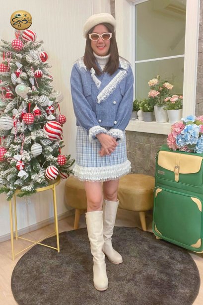 *** Limited Edition  เช่าเสื้อกันหนาวเซต รุ่น  Whispy Blue Pea Jacket  902GCS302FABLM1, Skirt