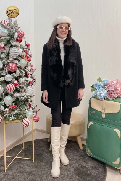 เช่าเสื้อโค้ทผู้หญิง  รุ่น  Obsidian Faux Fur Coat	2101UCL864FABK1