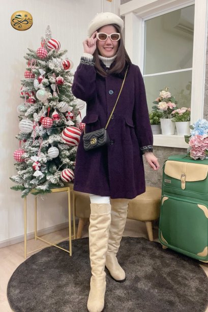 เช่าเสื้อโค้ทผู้หญิง รุ่น  Patrician Purple Double Breasted Coat	2101GCL886FAPP1