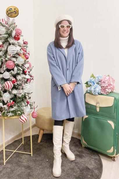 เช่าเสื้อโค้ทผู้หญิง   รุ่น  Blue Cerulean Single Breasted Coat	2101GCL897FABL1