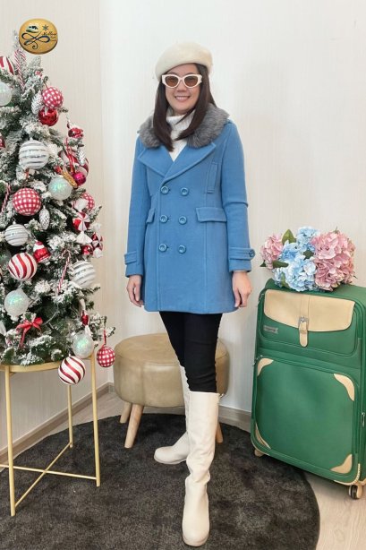 เช่าเสื้อโค้ทผู้หญิง   รุ่น  Blue Cerulean Pea coat  2101GCL909FABL1