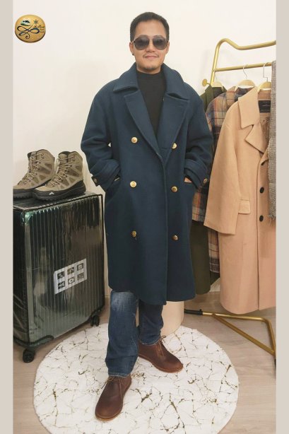 เช่าเสื้อโค้ทผู้ชาย  รุ่น  Galaxy Blue Double Breasted Coat	2101GCL922FABL1