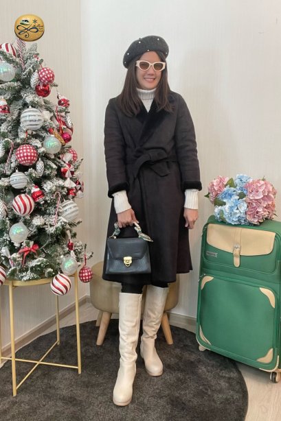 เช่าเสื้อโค้ทผู้หญิง  รุ่น  French Beret Chamois Wrap Coat	2101GCF944FABK1