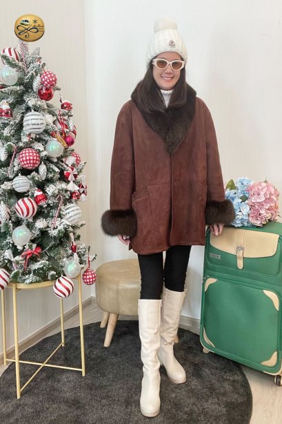 เช่าเสื้อโค้ทผู้หญิง  รุ่น Chestnut Brown Chamois Peacoat	2101GCF964FABR1