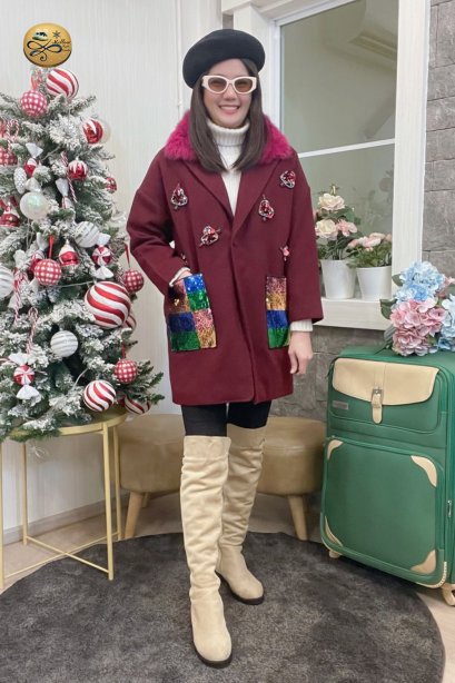 เช่าเสื้อโค้ทผู้หญิง  รุ่น Blood Red Single Breasted Coat	2103GCL994FARE1