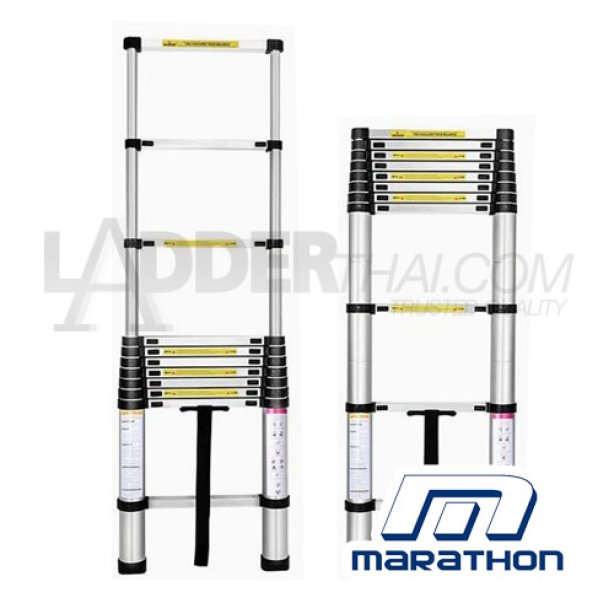 MARATHON บันไดพาดยืดหด 10 ขั้น รุ่น AT-0210A ความยาวขณะยืดตรง 320 ซม. รับน้ำหนัก 150 กก. พับได้ พกพาสะดวก (มาราธอน)