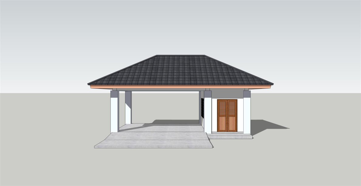 โรงจอดรถยนต์พร้อมห้องเก็บของทรงปั้นหยา BluePrint-0042