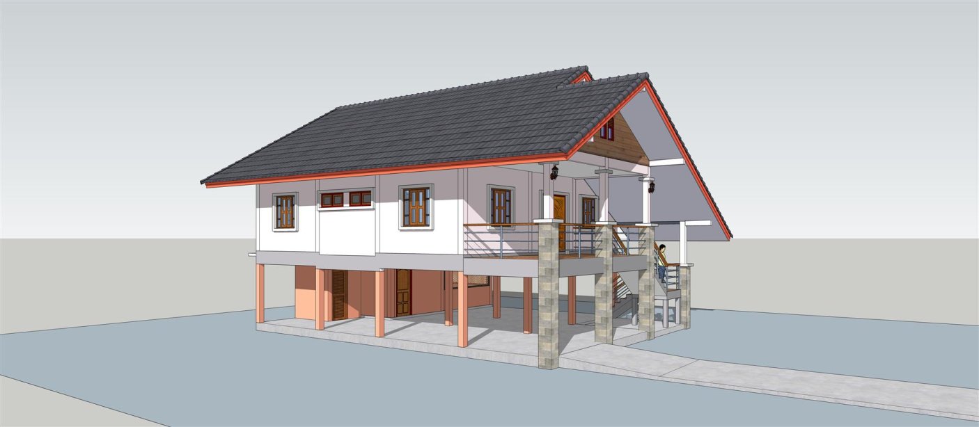 แบบบ้านเกษตรบ้านยาง2ชั้นทรงจั่ว