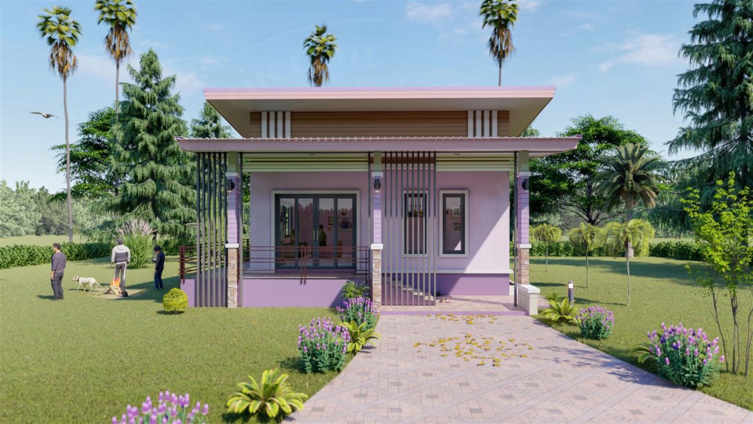 แบบบ้านเกษตรดอกหญ้า 2ห้องนอน 1ห้องน้ำ BluePrint-0018