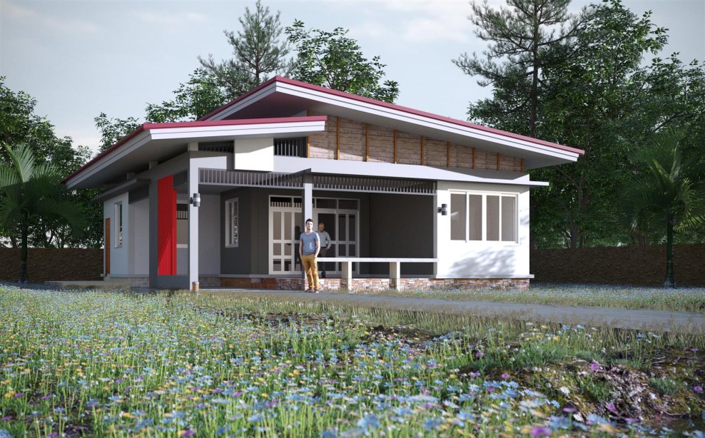 แบบบ้านเกษตรสุดใจชั้นเดียว BluePrint-0159 สำหรับปลูกสร้างและยื่นกู้ธนาคาร