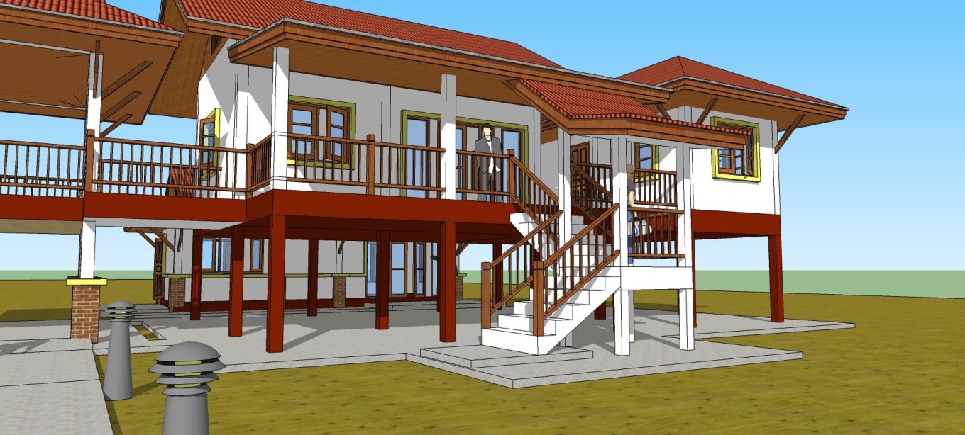 แบบบ้านเกษตรโยธิน ชั้นเดียวยกพื้นสูง BluePrint-0122