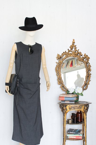 เดรสวินเทจ สไตล์ญี่ปุ่น สีเทาเข้ม