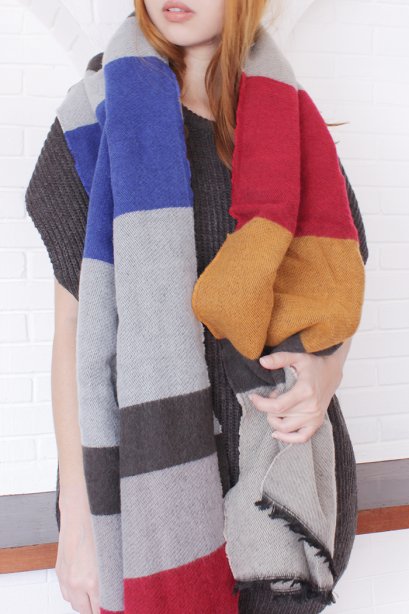 สตรีทแฟชั่น ผ้าพันคอไหมพรม