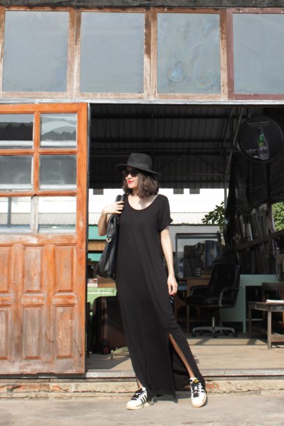 สตรีทแฟชั่น แม็กซี่เดรส H&amp;M