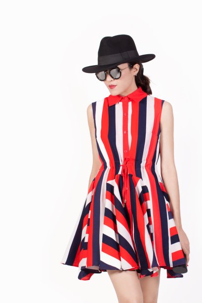 สตรีทแฟชั่น มินิเดรส Triple color