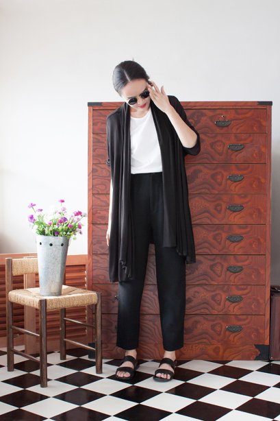 สตรีทแฟชั่น เสื้อคลุม คาร์ดิแกน สีดำ แบรนด์ George