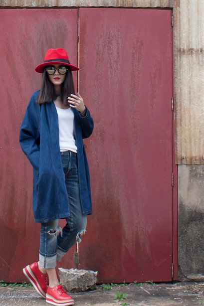 สตรีทแฟชั่น เสื้อโค้ท เดนิม oversized  by WLS