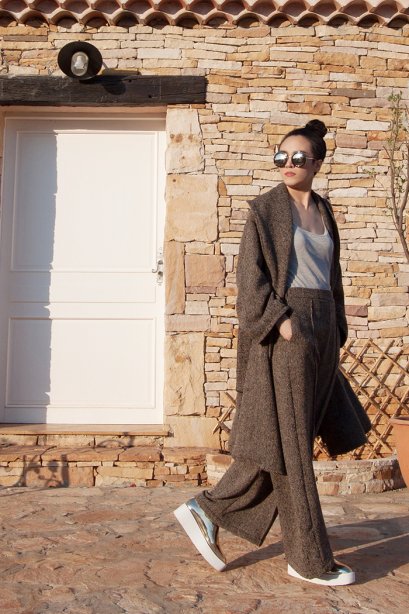 สตรีทแฟชั่น ชุดเซ็ทโอเวอร์โค้ท กางเกงผ้า tweed by WLS