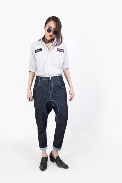 สตรีทแฟชั่น  Signature Denim Harem Pants by WLS