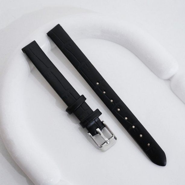 สายหนัง ลายจระเข้ สำหรับนาฬิกาข้อมือ - สีดำ ( 10 MM ) L13011001