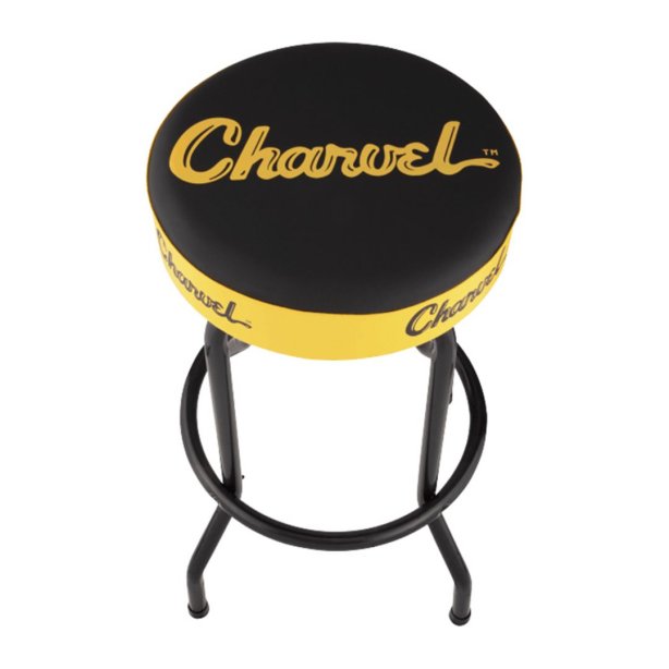 Charvel® Guitar Logo Barstool, Black/Yellow 30"