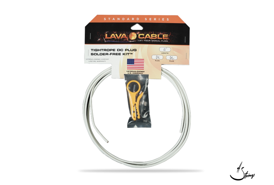 Lava Cable TIGHTROPE DC Plug Solder Free Kit 10 ft Cable/10 DC plugs Stripper WHITE