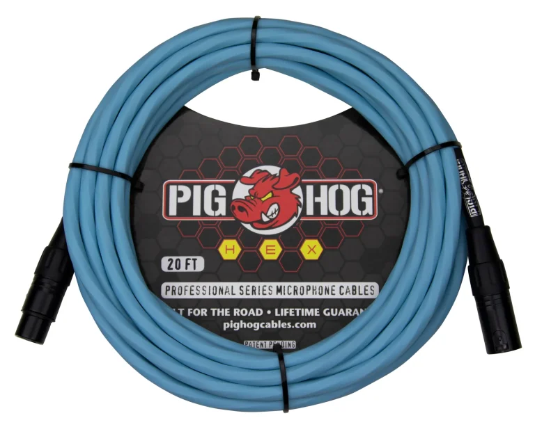 Pig Hog Hex Series Mic Cable 20ft. Daphne Blue