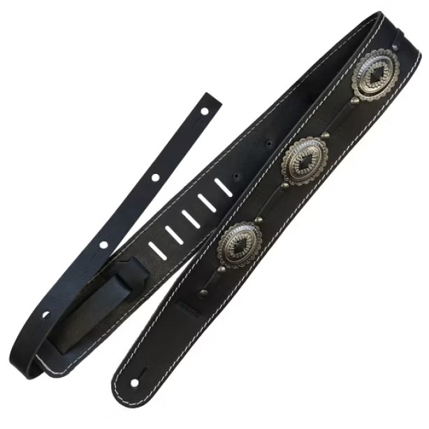 Richter Raw II Concho Black / Old Silver Guitar Strap