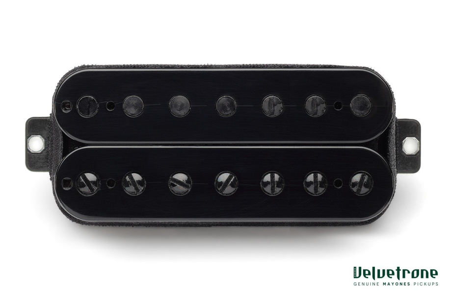Mayones Guitar Pickup Velvetrone Solium 7 Neck Open Black Black bolts
