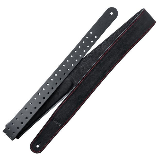RICHTER Raw IV Nappa Black / Red Stitching Guitar Strap