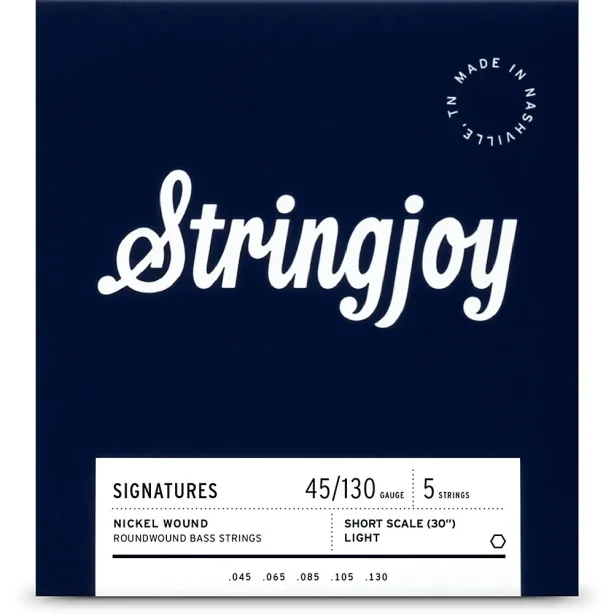 Stringjoy Signatures (45-130) 5 String Short  Scale Nickel Wound Bass Guitar Strings