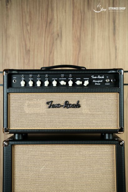 Two Rock Bloomfield 100 watt head, black anodize, carbon fiber, cane cloth, bucksking piping,cream chicken head knobs - 230V