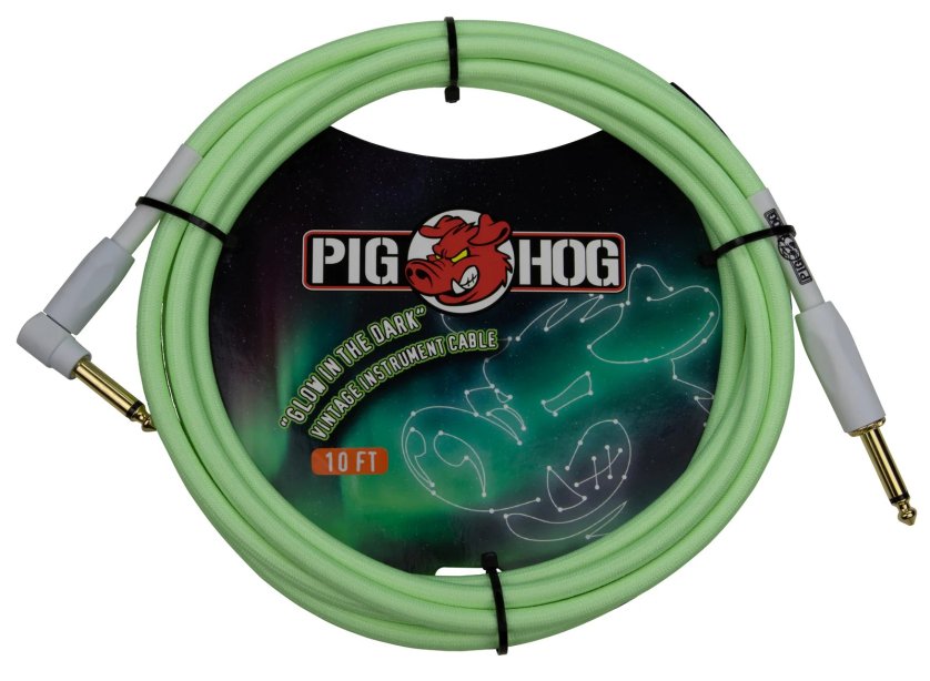 Pig Hog Glow In The Dark Instrument Cable - Right Angle 10ft