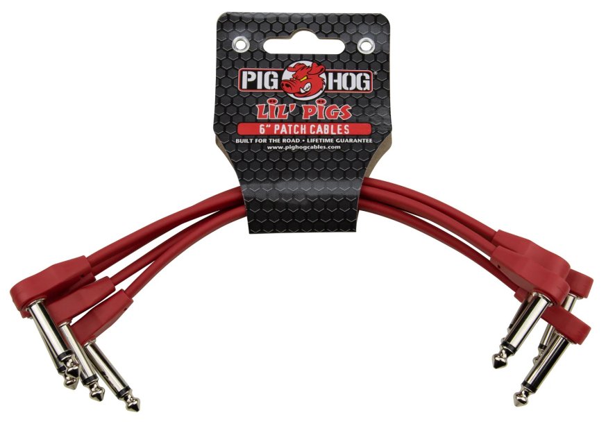 Pig Hog Lil Pigs 6in Low Profile Patch Cables - 4 pack - Candy Apple Red