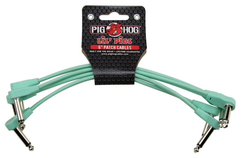 Pig Hog Lil Pigs 6in Low Profile Patch Cables - 4 pack - Seafoam Green