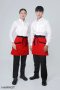 ผ้ากันเปื้อน ครึ่งสั้น สีแดง สายยาวผูกหน้าสีดำ (FSA0172)