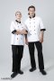 Black collar&cuffs White 3/4 sleeve chef jacket
