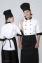 Black collar&cuffs White 3/4 sleeve chef jacket