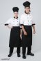 Black collar&cuffs White 3/4 sleeve chef jacket