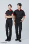 เสื้อพนักงานเสิร์ฟ เสื้อเสิร์ฟ เสื้อเชิ้ต เสื้อฟอร์ม เสื้อพนักงานต้อนรับ ชุดพนักงานเสิร์ฟ สีดำปกคอแดง (SHI1401)
