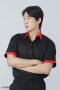 เสื้อพนักงานเสิร์ฟ เสื้อเสิร์ฟ เสื้อเชิ้ต เสื้อฟอร์ม เสื้อพนักงานต้อนรับ ชุดพนักงานเสิร์ฟ สีดำปกคอแดง (SHI1401)