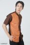 เสื้อพนักงานเสิร์ฟ เสื้อเสิร์ฟ เสื้อเชิ้ต เสื้อฟอร์ม เสื้อพนักงานต้อนรับ ชุดพนักงานเสิร์ฟ ทูโทนน้ำตาล-ส้ม (SHI2003)