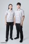 Grey Stripe Double Row Buttons Waiter & Waitress Shirt