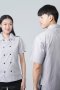 Grey Stripe Double Row Buttons Waiter & Waitress Shirt