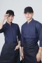 เสื้อพนักงานเสิร์ฟ คอจีน สีกรม แขนยาว 4 ส่วน